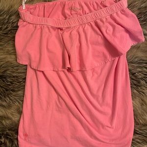 Vintage Lilly Pulitzer pink ruffle tube top